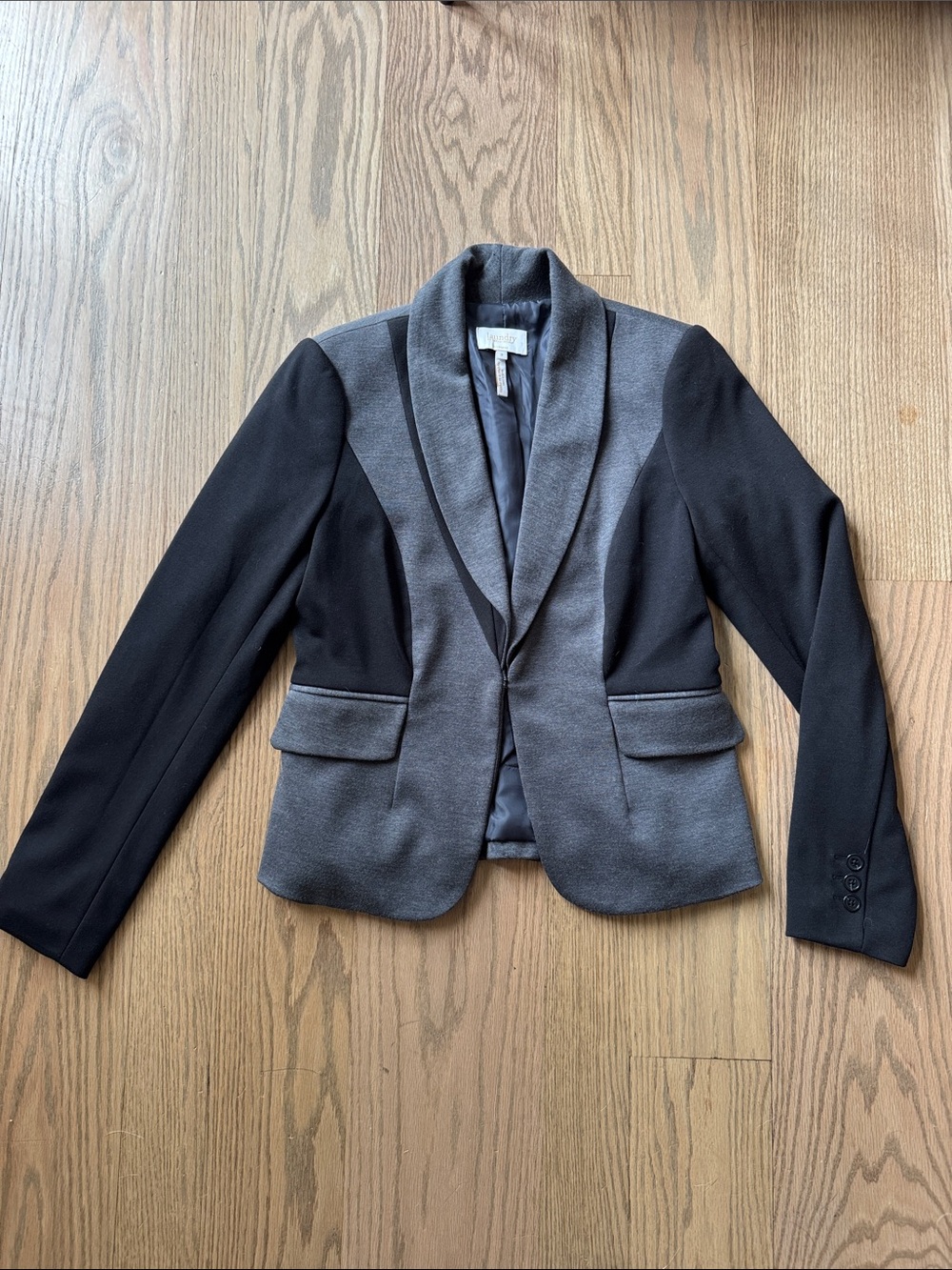 Laundry By Shelli Segal Two-Tone Gray and Black Tailored Blazer
